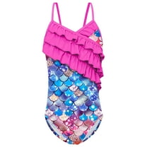 Glisme Girls Swimsuit Swimming Suit Kids Bathing Suit Swimwear Bathing Suit For Pool Party Play Size 5-6 Years,Hot Pink