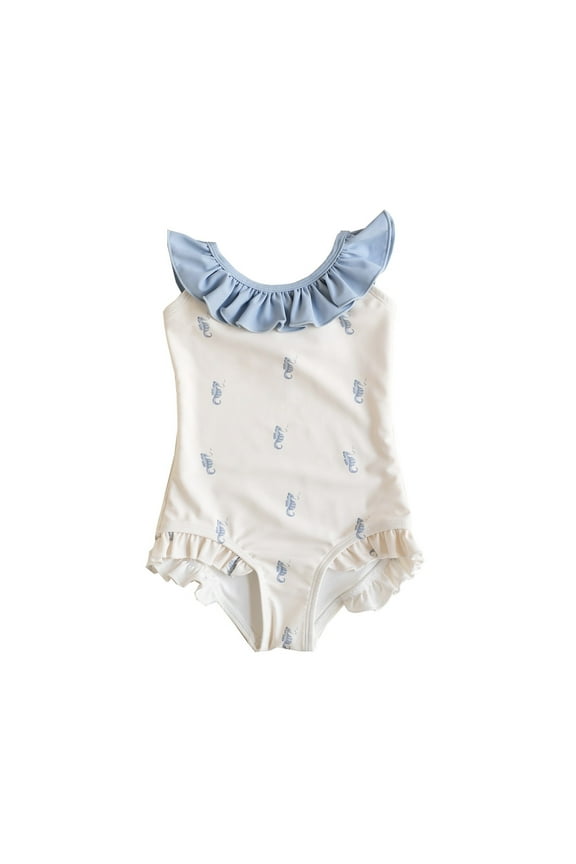 Girls Swimsuit Swimwear Bathing Suit For Toddler Kids Outdoor Summer Beach Play Floral Design Comfortable Swimwear Bathing Suit For Swimming Lessons And Beach Size 4-5 Years,Blue