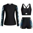 thumbnail image 1 of Glisme Girls Swimsuits 3 Piece Rash Guard Swimwear Set Long Sleeve Bathing Suits With Shorts Push Up Bikini Sets For Beach And Pool Size 13-14 Years Black, 1 of 8