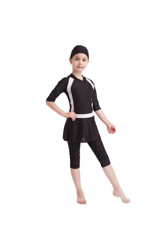 Girls Swimsuits Full Coverage Swimwear For Long Sleeve Swim With Skirt Swim Dress Pool Beach Ocean Water Outfit Size 2-3 Years Black