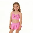 thumbnail image 1 of Glisme Girls Swimsuits Two Piece Bathing Suit With Flounce Skirt Colorful And Solid Bikini Matching Swimwear Summer Beach Swimming Outfit Size 7-8 Years Pink, 1 of 5
