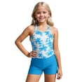 thumbnail image 1 of Glisme Girls Swimsuits Two Piece Swimwear For Kids Upf 50 Sun Rash Guard And Swim Shorts Pool Beach Ocean Water Outfit Size 9-10 Years Sky Blue, 1 of 4