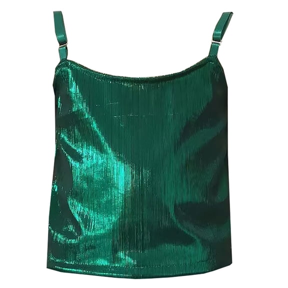 Glisme Girls T Shirt Ribbed Tank Tee Adjustable Spaghetti Strap Stretchy Performance Tee For Dance And Casual Wear Basic Top Size 7-8 Years Dark Green