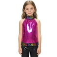 thumbnail image 1 of Glisme Girls Tank Top Shiny Sequined Glitter Performance Tee Sleeveless Sequin Glitter Asymmetrical Off Shoulder Dance Shirt With Rhinestone Trim Trendy Top Size 4-5 Years Pink, 1 of 4