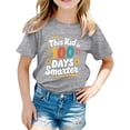 thumbnail image 1 of Glisme Girls Tops Size 1-2 Years Unisex Letter Print Short Sleeve T Shirt For Back To School Soft Casual T-Shirts Comfortable Daily Wear Stylish Grey Graphic Tee, 1 of 4