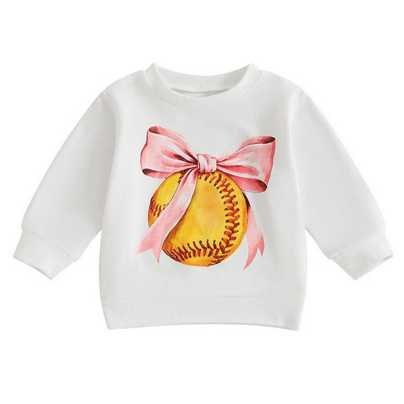 Glisme Girls Tops Size 2-3 Years Baby Baseball Romper Bow Basketball Rompers Summer Casual Short Sleeve Embroidery Bodysuits Relaxed Fit White Graphic Tee