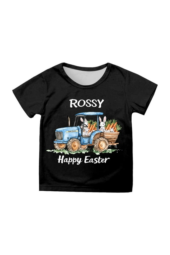 Girls Tops Size 3-4 Years Easter Graphic Tee Short Sleeve Cartoon Printed Casual T Shirt Basic Black Tee