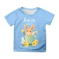 thumbnail image 1 of Glisme Girls Tops Size 3-4 Years Easter Graphic Tee Short Sleeve Cartoon Printed Casual T Shirt Classic Fit Sky Blue Tee, 1 of 4