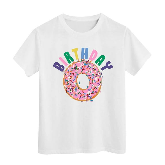 Glisme Girls Tops Size 4-5 Years Birthday Short Sleeve T-Shirts Summer Crewneck T Shirt Relaxed Fit White Graphic Tee