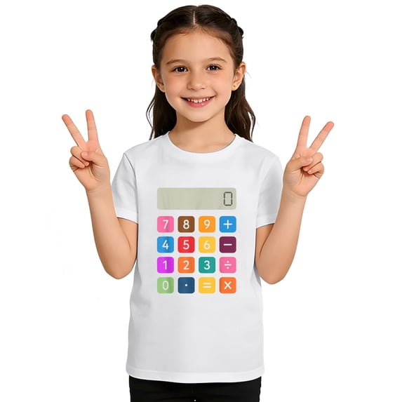 Glisme Girls Tops Size 6-7 Years Casual Fashion Short Sleeve T Shirt With Print Round Neck T-Shirts For Comfortable Daily Wear Loose White Graphic Tee