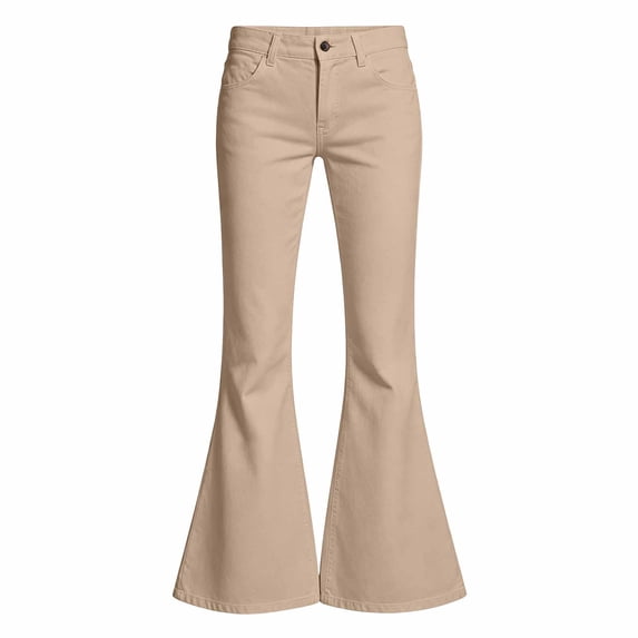 Glisme Girls Uniform Pant Back To School Wide Leg Solid Color High Waist Khaki Trousers 13-14 Years Khaki