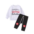 thumbnail image 1 of Glisme Girls Valentine'S Day Outfit 2Pcs Baby Toddlers Long Sleeves Tops Pants Two Piece Set Breathable Matching Set Size 5-6 Years Black, 1 of 7