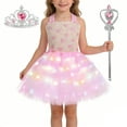 thumbnail image 1 of Glisme Girls Valentine'S Day Outfit Glowing Dress With Heart Party Tutu Skirt Outfits Stylish Matching Set Size 5-6 Years Pink, 1 of 4
