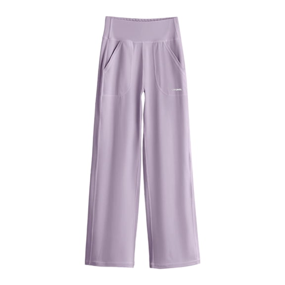 Glisme Girls Wide Leg Pants With Skin Texture Elastic Waistband Fashionable Straight Cut Casual Trend Trousers Size 6-7 Years Purple