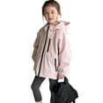 thumbnail image 1 of Glisme Girls Windbreaker Jacket With Hood Water Casual Windproof Raincoat Pink Skin Friendly Outerwear Size 7-8 Years, 1 of 7