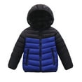 thumbnail image 1 of Glisme Girls Winter Down Jacket Down Coat Jacket With Contrast Sleeves Warm Quilted For Kids Windproof Cold Weather Blue Comfortable Outerwear Size 6-7 Years, 1 of 3