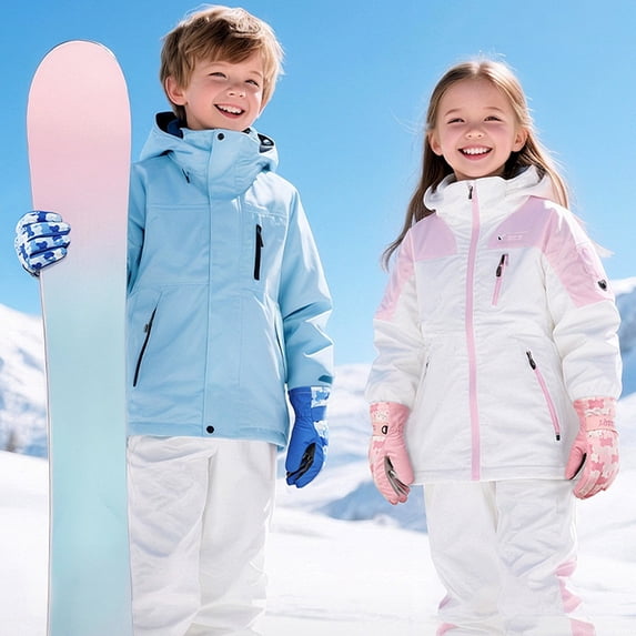 Glisme Gloves Kids Camo Ski Gloves Waterproof Windproof Thermal Anti‑Grip Full Finger Winter Snow Mittens for Boys Girls Snow Sports Blue