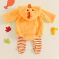 thumbnail image 1 of Glisme Halloween Girls Outfits Toddler Clothing Set Flannel Chick Fuzzy Romper Striped Leggings Pants Clothing Set Yellow Loose Suit For Girl/6-12 Months, 1 of 2