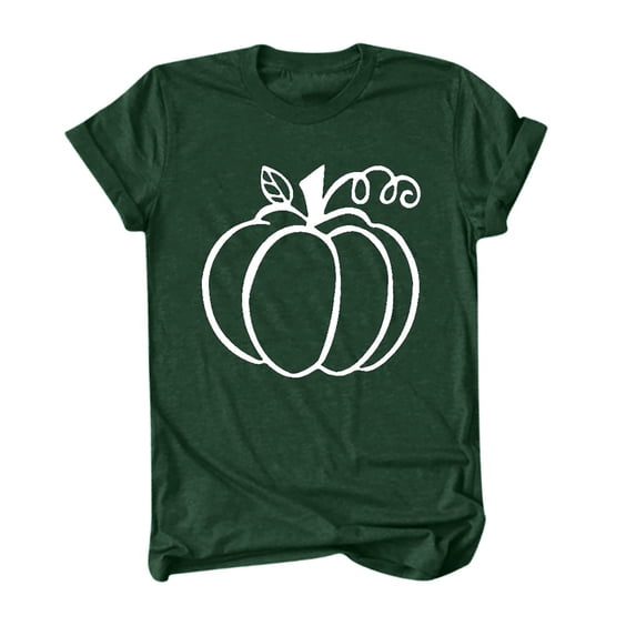 Glisme Women's Halloween T-Shirts Pumpkin Print Short Sleeve Crew Neck Tops Party Casual Women Tees