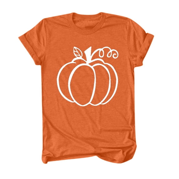 Glisme Women's Halloween T-Shirts Pumpkin Print Short Sleeve Crew Neck Tops Party Casual Women Tees