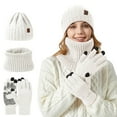 thumbnail image 1 of Glisme Hat Gloves Scarf Set Knitted Hat And Scarf 2 Piece Set Unisex Large Head Suitable For Thickened Winter Snowflake Warm Hat For Cold Weather White, 1 of 4