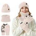 thumbnail image 1 of Glisme Hat Gloves Scarf Set Knitted Hat And Scarf 2 Piece Set Unisex Large Head Suitable For Thickened Winter Snowflake Warm Hat For Cycling Skiing Pink, 1 of 4