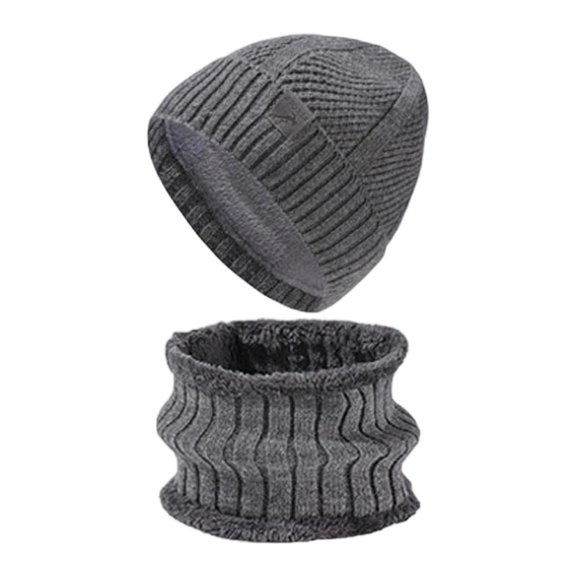 Glisme Hat Gloves Scarf Set Men'S Winter Knitted Scarf Hat And For Extra Thick Thermal Ear With Large Size Fit For Cold Weather Grey