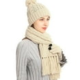 thumbnail image 1 of Glisme Hat Gloves Scarf Set Winter Knitted Scarf And Hat Warm Soft Touchscreen Gloves For Cold Weather Beige, 1 of 5