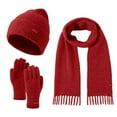 thumbnail image 1 of Glisme Hat Gloves Scarf Set Winter Knitted Scarf Hat For Soft Warm Blend With Touchscreen Fingertips For Fashionable Accessory Brick Red, 1 of 4