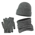 thumbnail image 1 of Glisme Hat Gloves Scarf Set Women'S Autumn And Winter Wool Thickened Thermal Scarf Hat And Gloves Knitted 3 Piece Set Cold Resistant Accessories Grey, 1 of 4