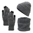thumbnail image 1 of Glisme Hat Gloves Scarf Set Women'S Autumn And Winter Wool Thickened Thermal Scarf Hat And Gloves Knitted 3 Piece Set For Cycling Skiing Light Gray, 1 of 4