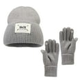 thumbnail image 1 of Glisme Hat Gloves Set Women'S Winter Warm Solid Color Letter Woolen Knitted Hat And Gloves 2 Piece Set For Outdoor Cycling Grey, 1 of 3