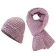 thumbnail image 1 of Glisme Hat Scarf Set Women'S Winter Warm Solid Color Woolen Knitted Hat And Scarf 2 Piece Set For Outdoor Cycling Purple, 1 of 2