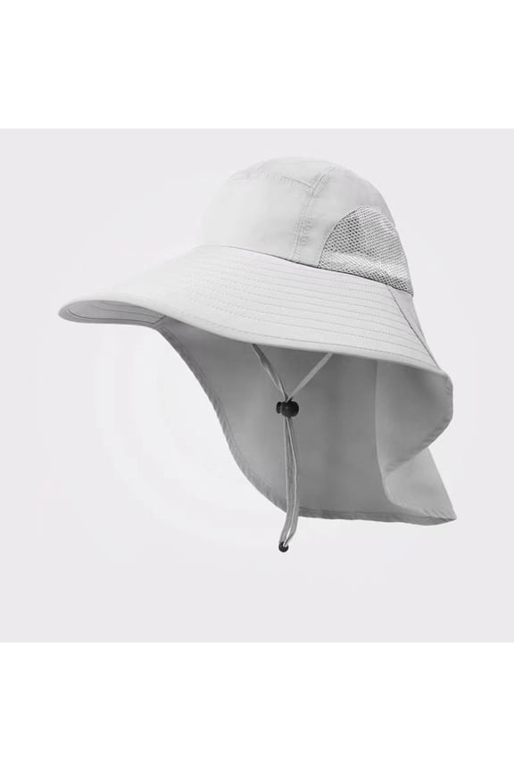 Headwear For Womens Mens Breathable Outdoor Sun Hat For Men With 50+ Upf Cap Wide Brim Fishing Hat With Neck Retro Head Accessory Grey