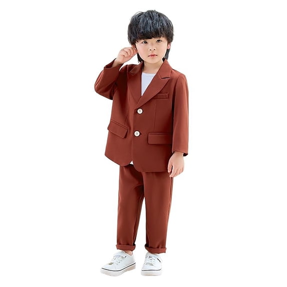 Glisme Infant Boys 2 Piece Outfit Button Down Long Sleeve Lapel Neck Suits Coat Pants Formal Boys Clothing Set Size 12-18 Months