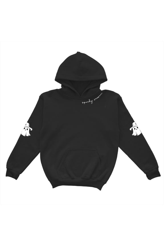 Boys Girls Helloween T Shirt Tiny Ghost Graphic Long Sleeve Hooded Autumn Daily Tees Kid Boys Girls Cozy Hoodies Size 1-2 Years Black