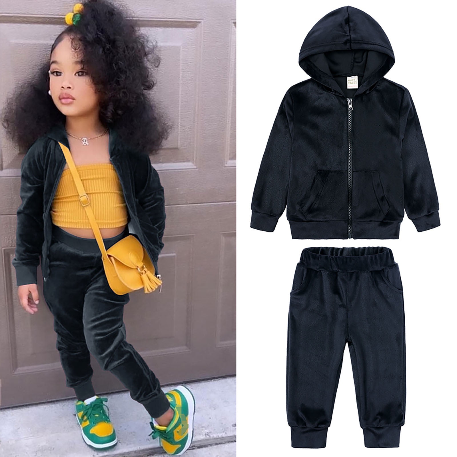Glisme Infant Girl'S Clothing Set Solid Color Sweatshirt Hooded Long ...