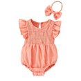 thumbnail image 1 of Glisme Infant Onesie For Girls 9-12 Months Sleeveless Solid Color Romper Round Neck Jumpsuit Classic Playsuit Pink, 1 of 8