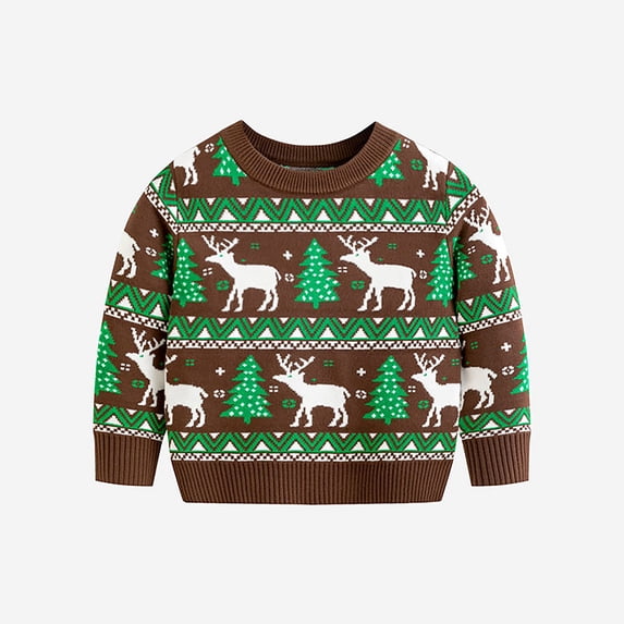 Glisme Kid Boys Christmas Knit Sweater Reindeer Graphic Sweaters, Crew Neck Tops Winter Christmas Clothes for Boys