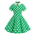 thumbnail image 1 of Glisme Kids Girls Dress Polka Dot Print Short Sleeve Lapel Neck Summer Comfortable Toddler Girls Dresses Size 3-4 Years Green, 1 of 3