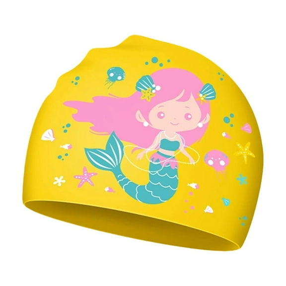 Glisme Kids Swim Cap Waterproof Silicone Swimming Cap For Toddler Child Youth Girls Boys, Durable Swim Hats Bathing Caps ,Yellow