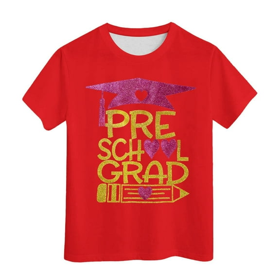 Glisme Kindergarten Graduation Shirt For Girl: Last Day Of School Shirt Kids 2025 Preschool Graduation Tee Top Red Beautiful Tee Size 6-7 Years