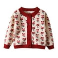 thumbnail image 1 of Glisme Knit Cardigan Sweater For Girls Baby Toddler Floral Knit Button Closure Jacket Outwear Winter Coat Lightweight Top Clothes Wine , 18-24 Months, 1 of 3