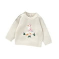 thumbnail image 1 of Glisme Knit Sweater For Girls Thermal Crewneck Long Sleeve Pullover For Infant Toddler Leisure Top Clothes Beige , 9-12 Months, 1 of 9