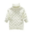thumbnail image 1 of Glisme Knit Sweater For Girls Children'S Winter Sweaters Solid Color Turtleneck Knitted Stretch Shirt For Baby Fashion Top Clothes White , 12-18 Months, 1 of 4