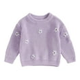 thumbnail image 1 of Glisme Knit Sweater For Girls Kids Toddler Baby Knit Sweaters Autumn Winter Long Sleeve Pullover Sweaters Popular And Cool Top Clothes Purple , 1-2 Years, 1 of 6