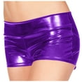 thumbnail image 1 of Glisme Leather Shorts For Women Metallic Rave Booty Dance Shorts Light Women Short Underwear Skinny Party Club Mini Shorts Purple, 1 of 4
