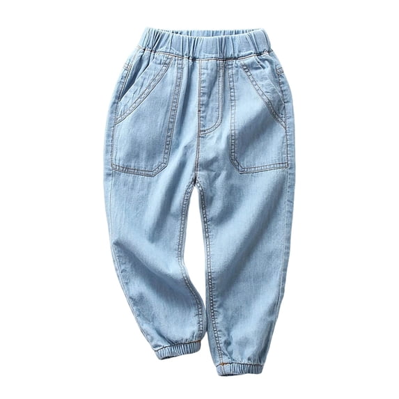 Glisme Little Boys Jeans Carrot Leg Denim Pants Lightweight Breathable Fall Casual Boys Baggy Pants Size 5-6 Y