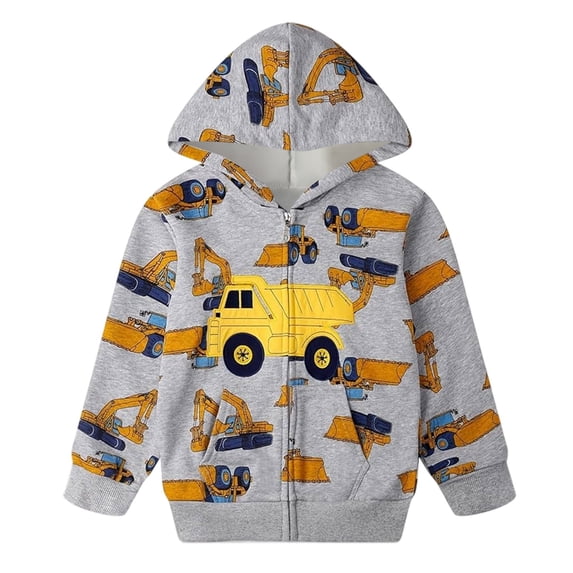 Glisme Little Boys Zip Hoodies Graphic Print Long Sleeve Fall Winter Cozy Sweatshirts For Boys Size 6-7 Years
