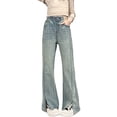 thumbnail image 1 of Glisme Little Girls Trousers Solid Color With Pockets Autumn Casual Girls Denim Pants Size 5-6 Years, 1 of 4